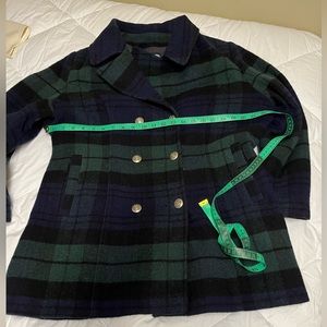 Wool coat vintage colour blue green and black